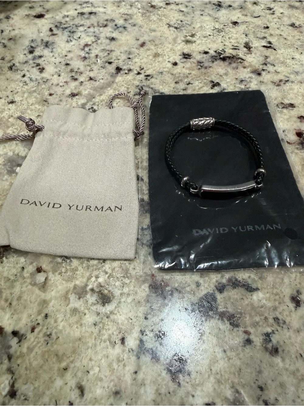 David Yurman Men's Exotic Stone Leather Bracelet Onyx
